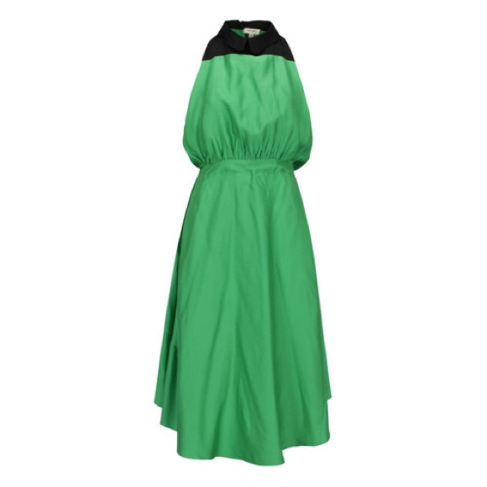 KENZO 2012 Asymmetrical High Neck Collared Open Back Silk Dress size 38 - Picture 2 of 3